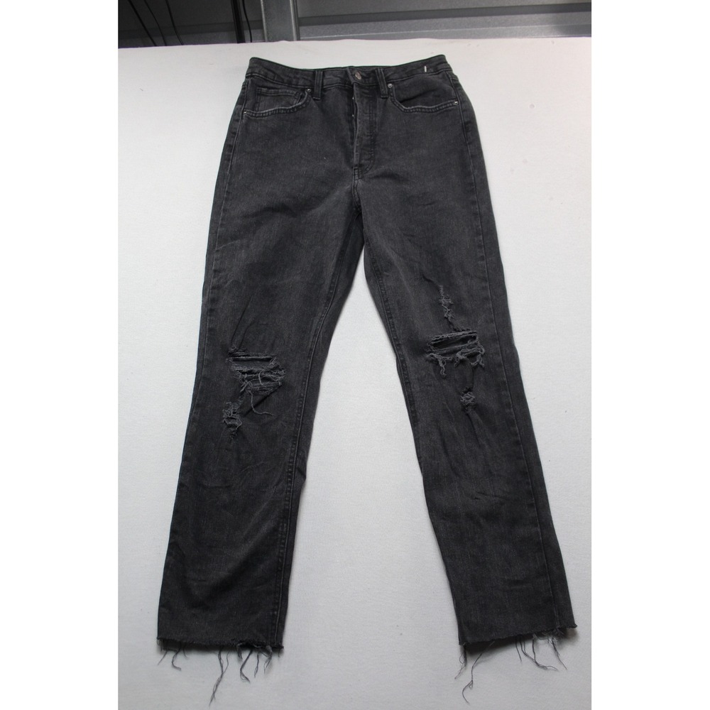 Wild Fable Slim Straight Jeans Mens Size Eight Black Excellent Raw Hem High Rise